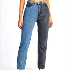 Two Tone Jeans — black and light blue denim